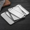 Korean Style Gold 304 Stainless Steel Rectangular Tray with Straight Edges: Perfect for Barbecue, Desserts, and Cakes