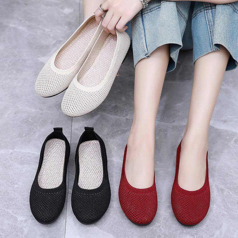 Damenschuhe neue Stoffschuhe Damen Mesh atmungsaktive Freizeitschuhe Flyknit leichte Mundschuhe Kinder leichte und vielseitige Einzelschuhe