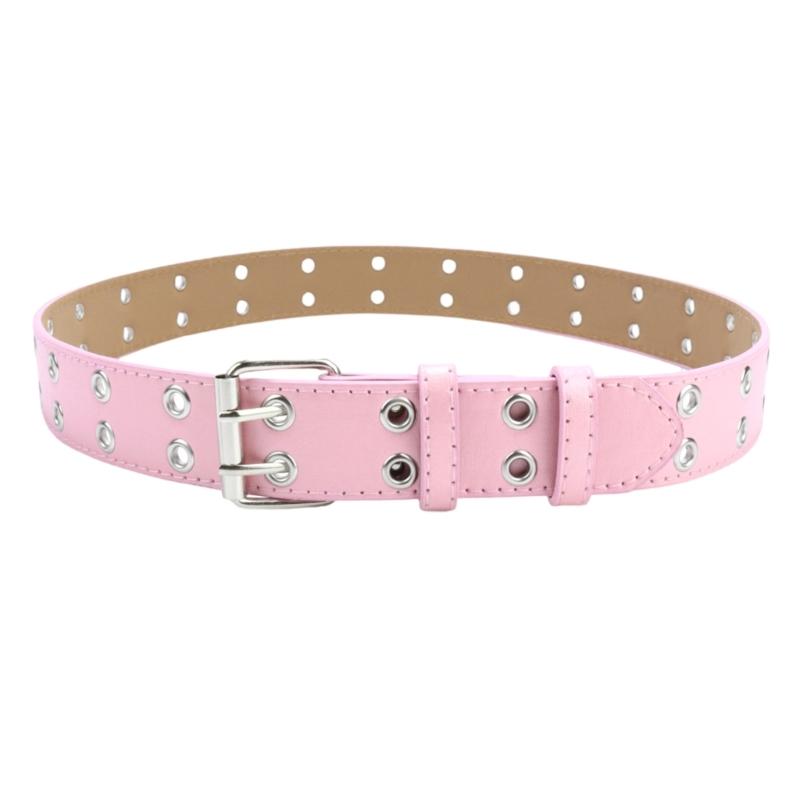 

Модный детский ремень с люверсами, регулируемой длиной и металлической пряжкой, идеально подходит для джинсов и юбок. розовый