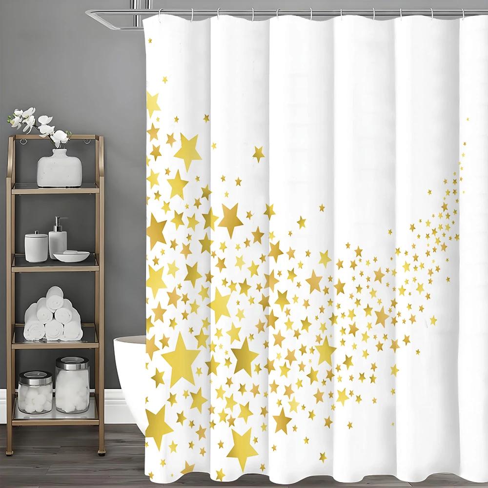 

Modern Gold Polka Dot Shower Curtain Enhances Bathroom Aesthetics With Stylish Design And Durable Waterproof Material W60H190(CM)-1 Pcs
