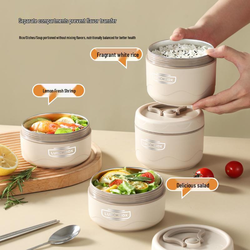 304 Stainless Steel Multi-Layer Insulated Lunch Box - Portable Bento for Students & Office Workers