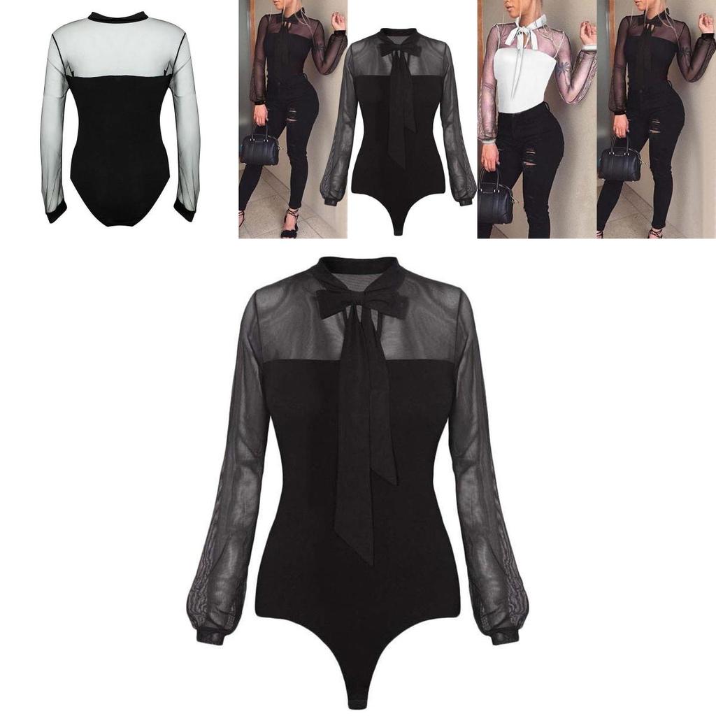 Women Sleeve Long Sexy Stretch Bodycon Bodysuit Tops Casual Leotard Plain Shirt