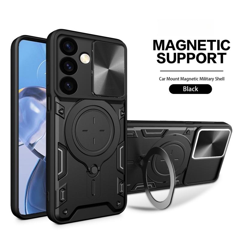 Luxury Shockproof Case For Samsung Galaxy S25 S24 Note 20 Plus Ultra Slide Lens Protector Multi Function Hard Armor Case Funda