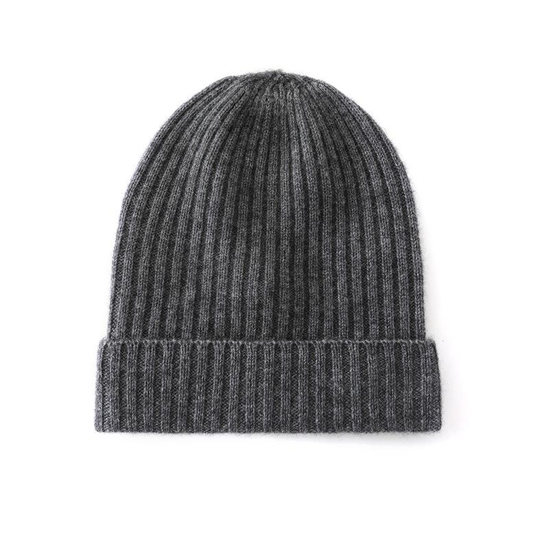 Cashmere Autumn and Winter New Men's and Women's Solid Color Flanged Vertical Striped Casual Hats  Warm Ear Protecting Headscarves Knitted Hats