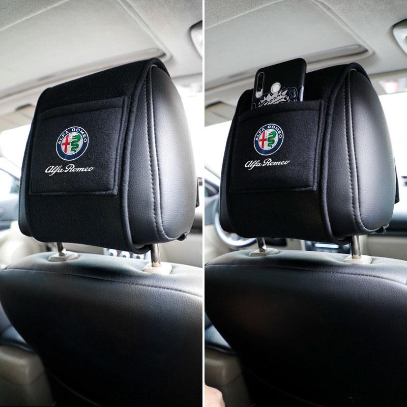 DCBLH1 Car Seat Headrest Cover Pillow Case Cushion Neck Cover For Alfa Romeo STELVIO Giulia 159 Giulietta 147 Mito 156 MTO Sportiva Car