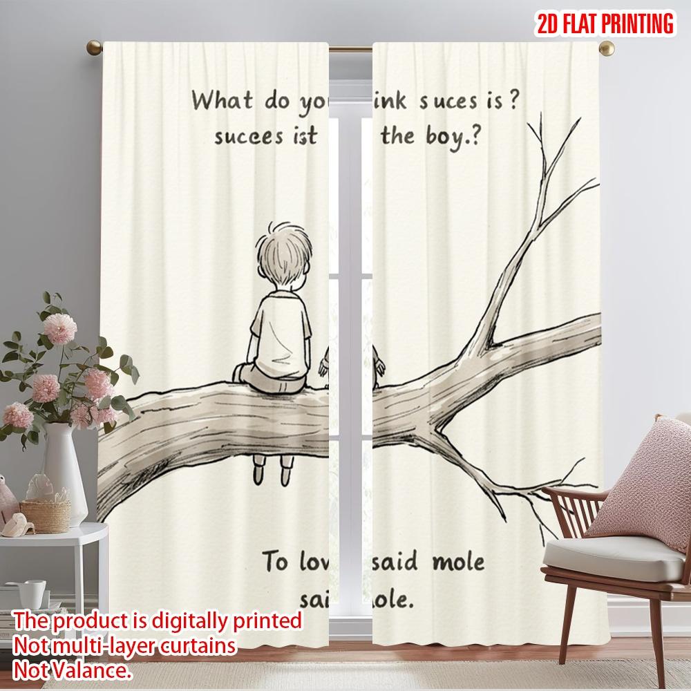

2pcs 2D flat printing Drapes What do you think Fabric Without Electricity Festive Holiday Use for Bedroom Office Living Room 52.50×116.00 CM 2pcs