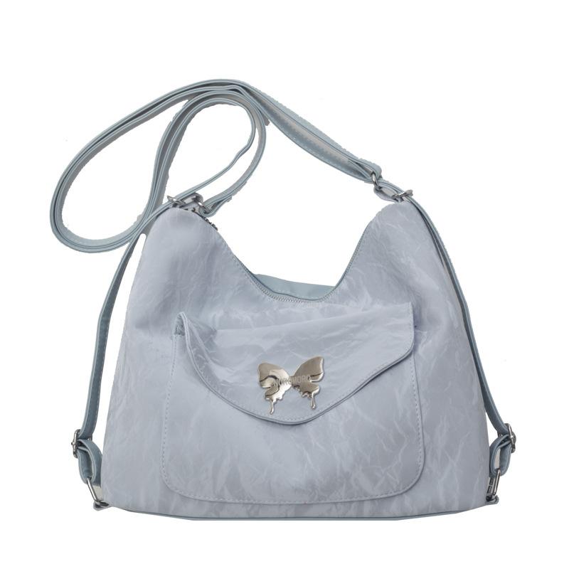 

Рюкзак-компаньон большой вместимости из мягкой кожи, женская новая модная сумка через плечо, повседневная универсальная сумка-тоут синий