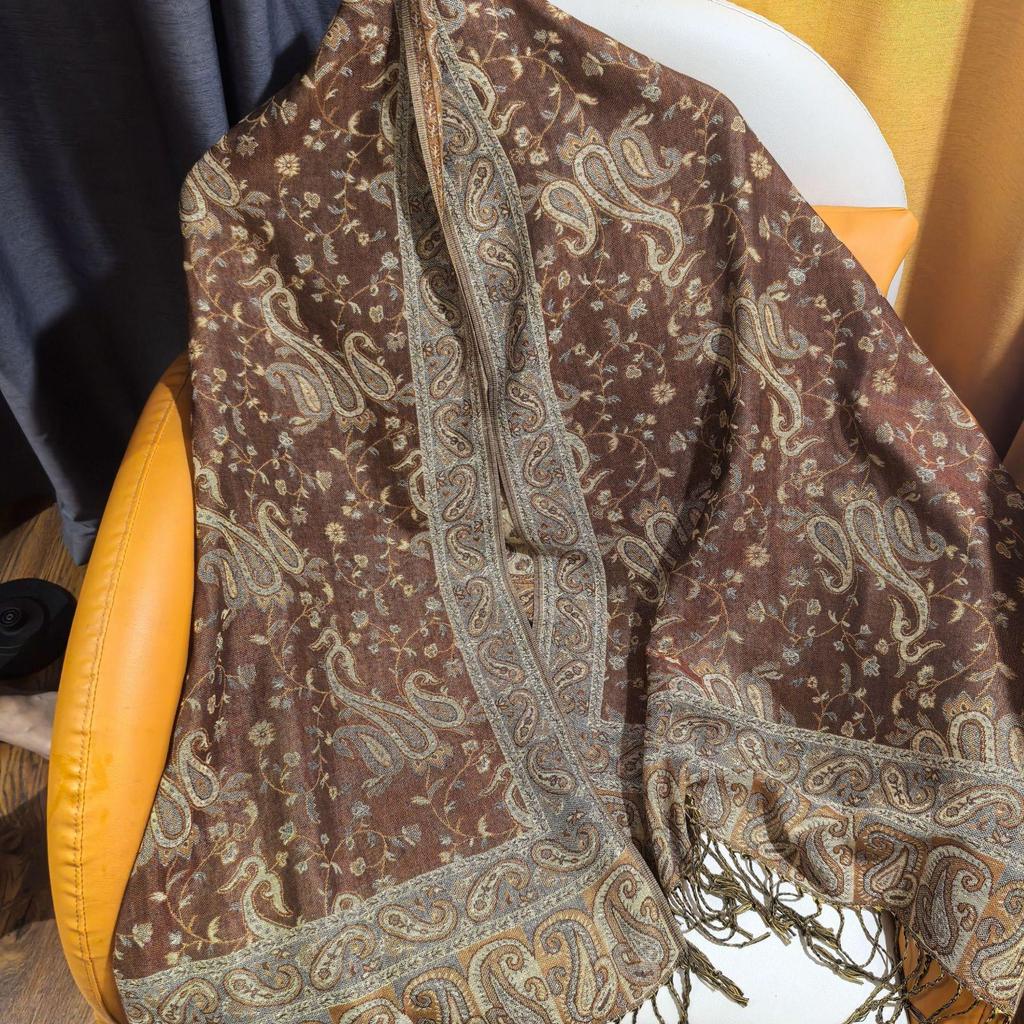 2025 Women's Soft Breathable Jacquard Tassel Scarf - Imitation Cashmere, Autumn Winter Versatile Shawl & Neck Warmer, Light Luxury Style