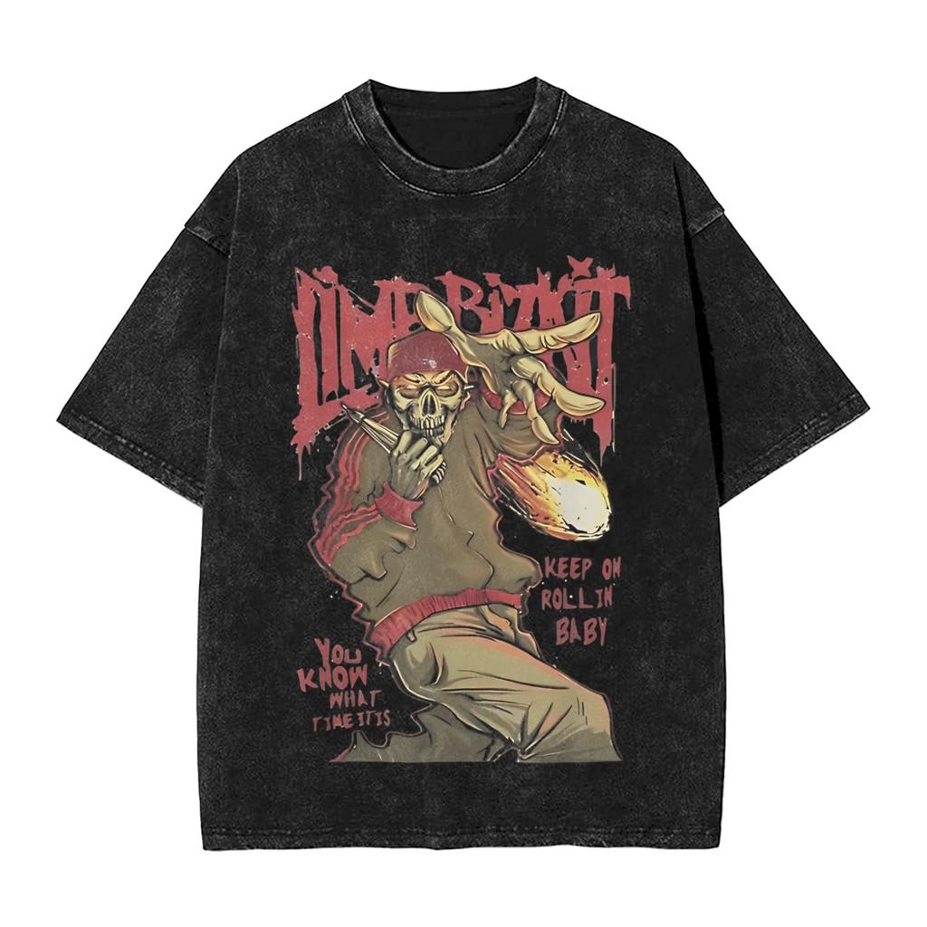 Rock Band Limp Bizkit Album Graphic 2025 Men T Shirt Washed  Funny Tees Short Sleeve Round Neck T-Shirt 100% Cotton Gift Tops