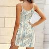 Robe d'été moulante sans manches avec poches, imprimé géométrique et à rayures rétro, sexy, coupe ajustée, élégante, pour la fête