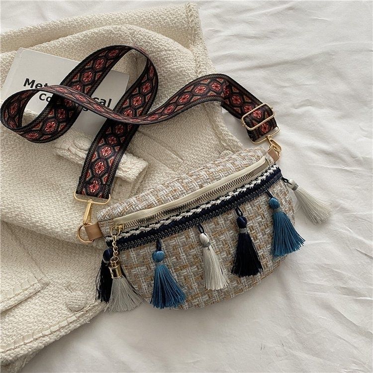 Ethnic Style Handbag Women's Textured Canvas Bag Simple Single Shoulder Crossbody Women's Bag