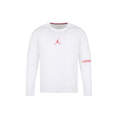 Engineered Quilted Crew Neck Logo Long Sleeve Sweatshirt Men Tops White AJ1055-100