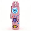 1PC Evil Eye Pattern Art 750ml Color Plastic Sports Water Bottle Leakproof Flip Straw Lid Suitable for Sports Office Home Use