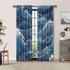 2PCS Digital Printed Curta, Deep Sea Waves Ocean Blue Marine, Window Treatments for Living Room Bedroom Kitchen Home Decor