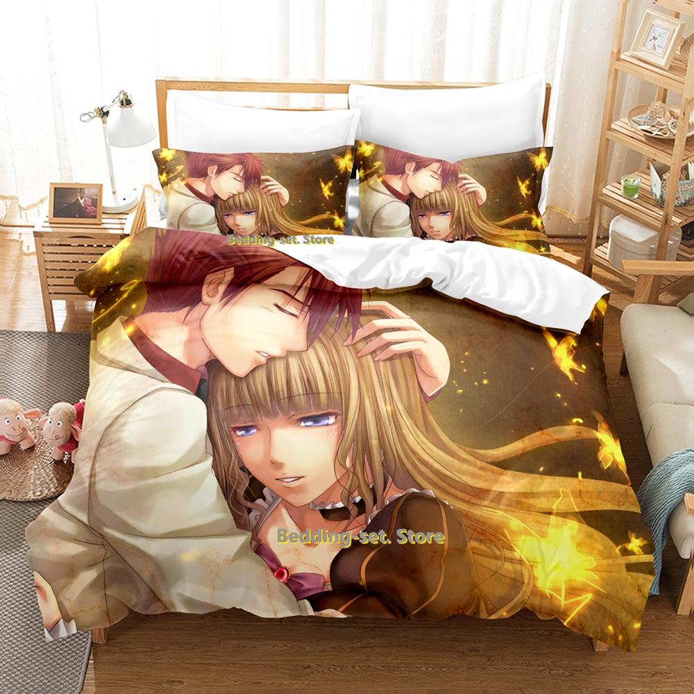 2024 Umineko When They Cry Bettwäscheset Einzelbett Twin Full Queen King Size Bettwäscheset Schlafzimmer für Erwachsene und Kinder Bettbezug-Set Anime Bettlaken