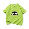 Kids Cotton T Shirt Cute Peeking Penguin Print Crew Neck Short Sleeve Tee Casual Breathable Boys Girls Summer Tops