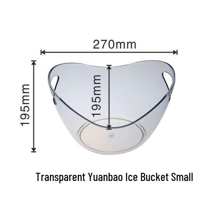 Yuanbao Transparent Plastic Ice Bucket for Wine, Beer, and Champagne - Handheld with Ears