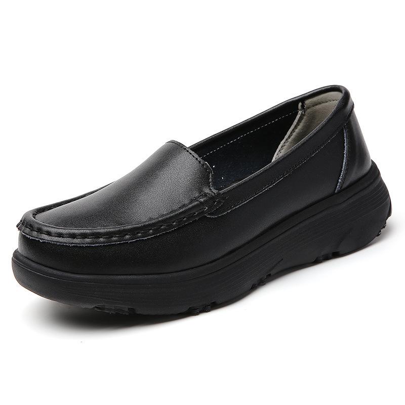 

Рабочая обувь для медсестер на платформе для женщин, удобные дышащие нескользящие кроссовки, женская повседневная обувь для медсестер из кожи, легкие прогулочные мокасины 41