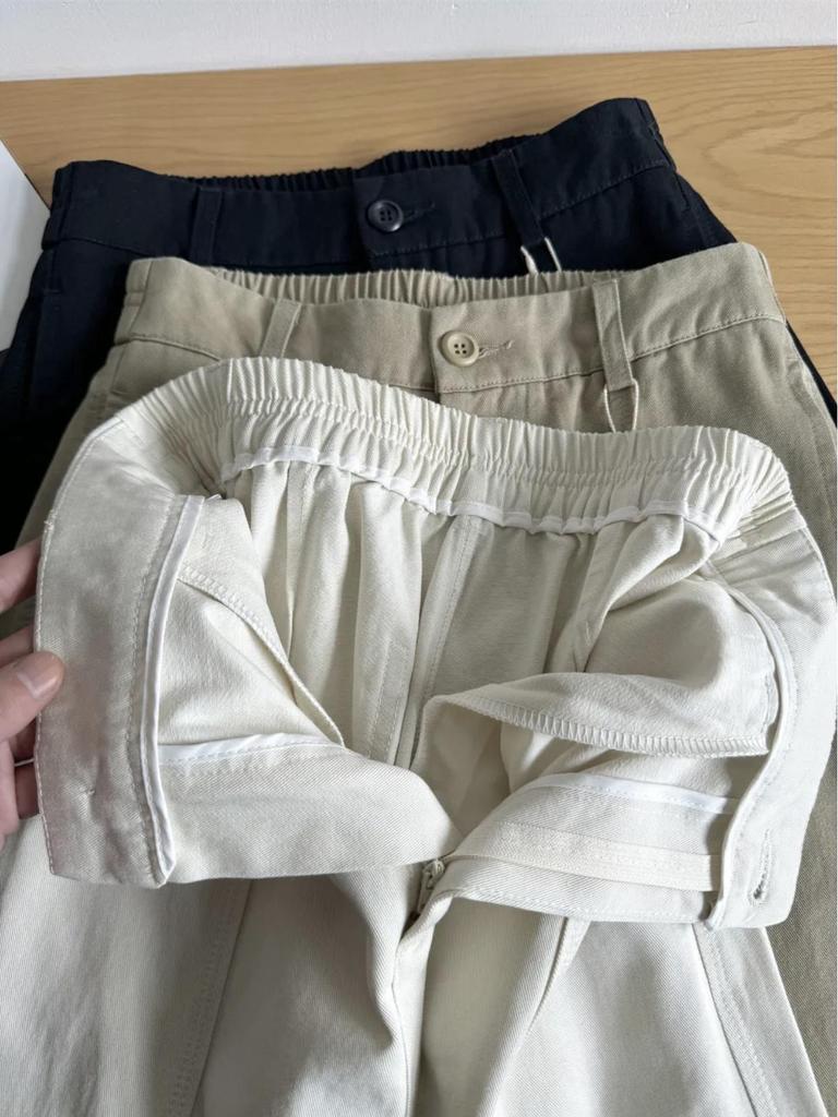 Women’s Slim-Fit Wide-Leg Cropped Pants - Lyocell Cotton, Hip-Covering, Korean Spring Style