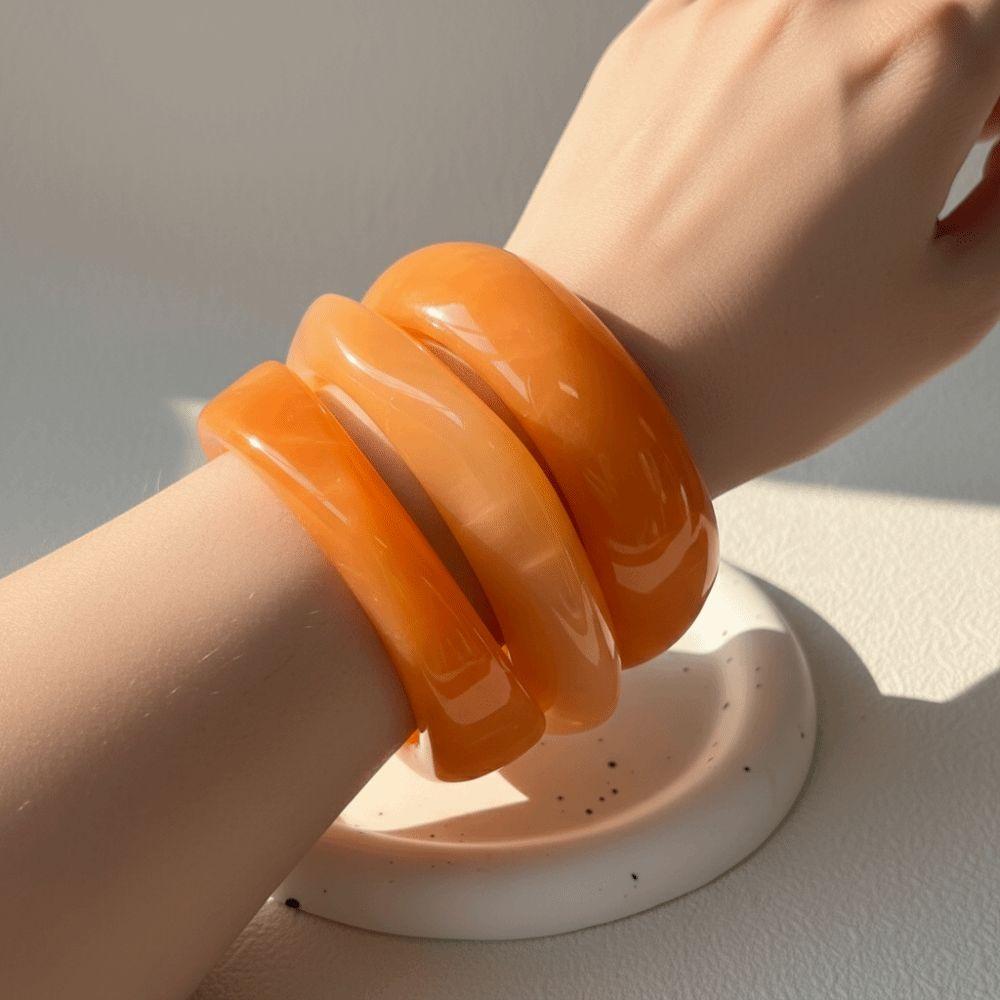 Gradient Acrylic Bracelets Translucent Chunky Cuffs Wrist Jewelry Resin Bangles Music Festival