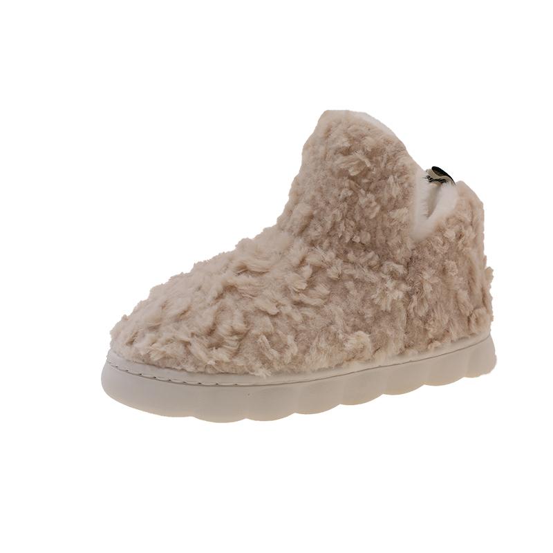Plush Cotton Boots Winter New Round Toe Sleeve Warm Platform Anti-Slip Wear-Resistant Booties