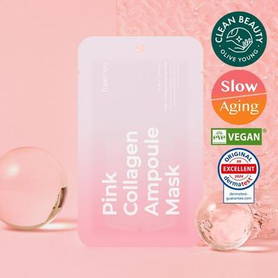 Bamboo Vegan Sheet/Elasticity-Improving Pink Collagen Ampoule Mask (1 Sheet)