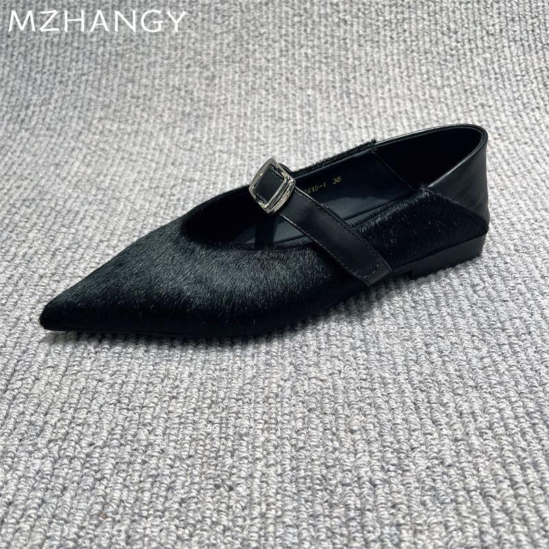 Fashion Pointed Women Leopard Shoes Suede Flats Shallow Mary Jane Shoes Fad Woman 2024 Trend Winter Dress Shoes Cozy New Muejr Zapatos