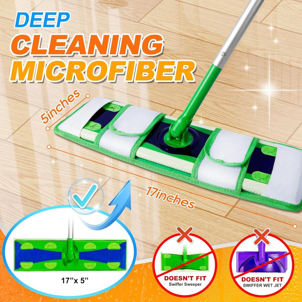 XL Wet Pads Refills for Swiffer XL Dry Sweeping Cloths Reusable XL Wet Mopping Pad Cleaning Cloths Microfiber Mop Pads for Hardwood Floor Cleaning