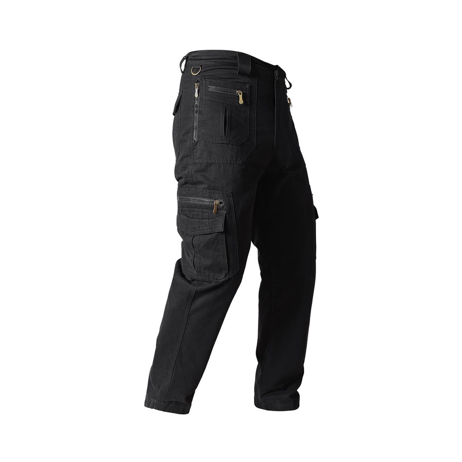 

Мужские прямые повседневные брюки с несколькими карманами, рабочие брюки и длинные брюки L чёрный