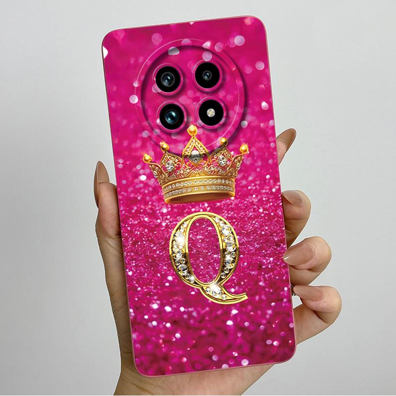 Liquid Silicone Crown Letter Phone Case For Realme 13 Pro Plus 13Pro 13ProPlus 5G Shockproof Camera Lens Protect Soft Back Cover