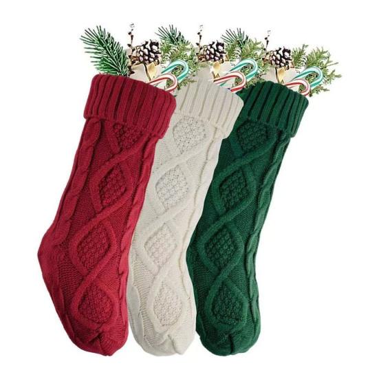 Yousheng Christmas Stockings Large 18" Handmade Cable Knit Stockings Rustic Farmhouse Fireplace Hanging Decor for Mantel Tree Wall Holiday Decoration