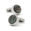 Men's Cufflinks Retro Green Marble Pattern Round Silver Jewelry