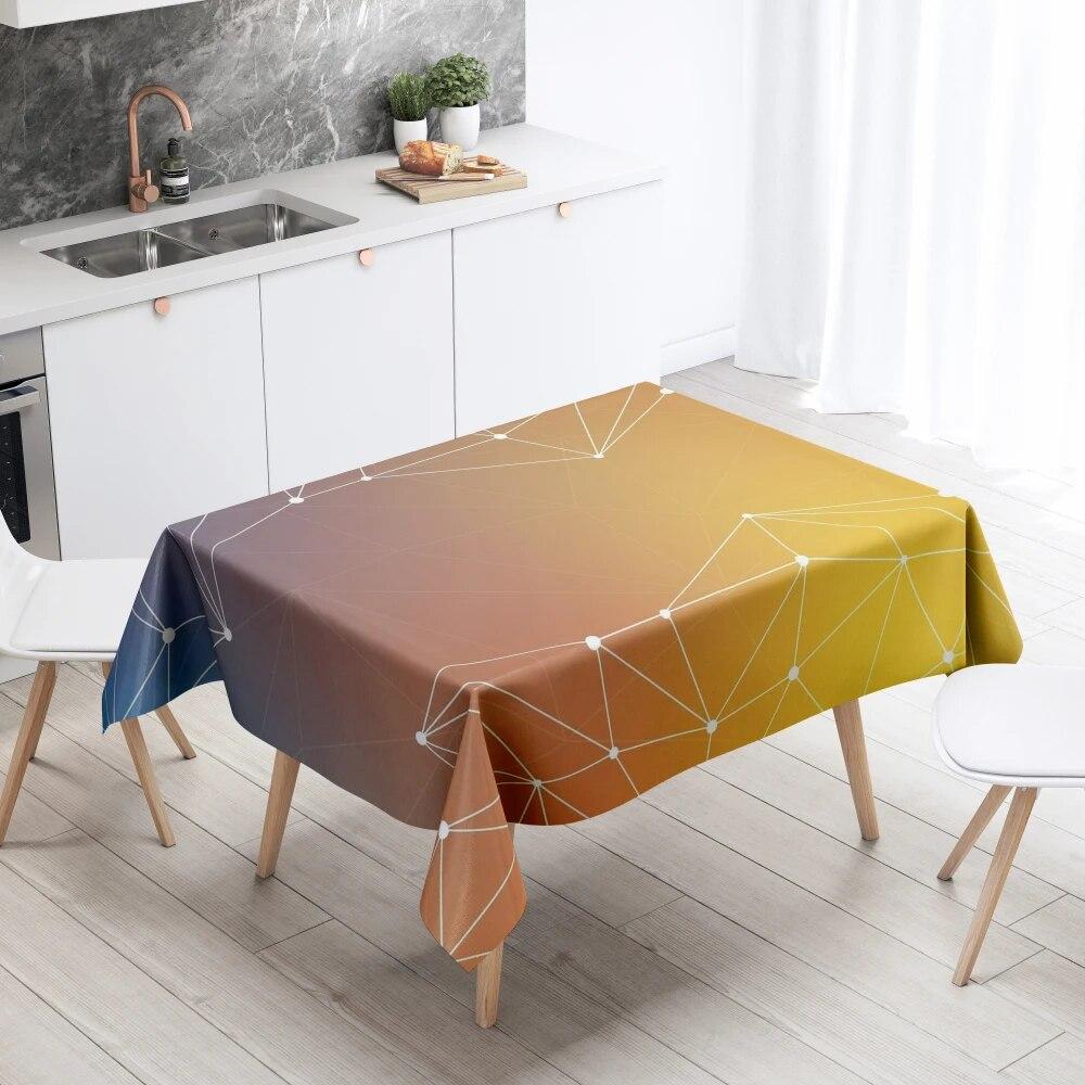 Geometric Line Tablecloth Home Decor Stain Resistant Waterproof Table Decoration Rectangular Kitchen Fireplace Countertop
