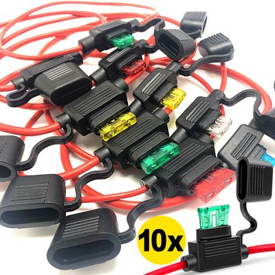 5/10 Stücke 14AWG Auto Mini Sicherungskasten Flachsicherungshalter Inline-Sicherung Halter Wasserdicht für 2V 30A Auto Motorräder Drahtabschaltung Schalterbuchse