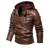 Autumn Winter Men's Motorcycle with Cashmere Warm PU Jacket