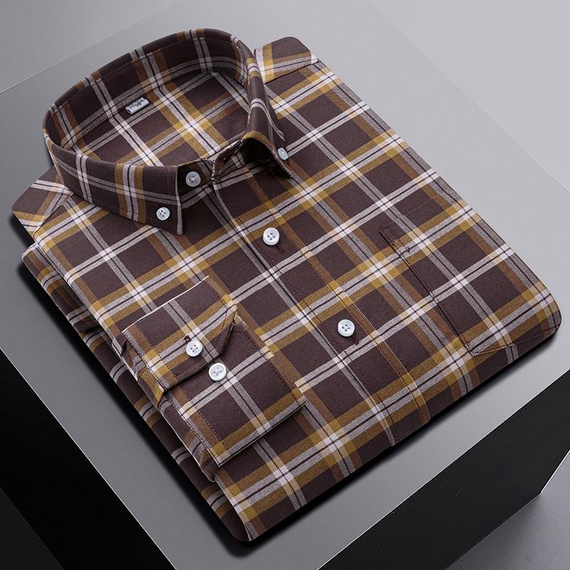 Nouveau dans Chemise Surdimensionnée Manches Longues 100% Coton Chemises pour Hommes Coupe Ajustée Formel Uni Chemise à Carreaux Décontracté Hauts Designer Vêtements Noirs