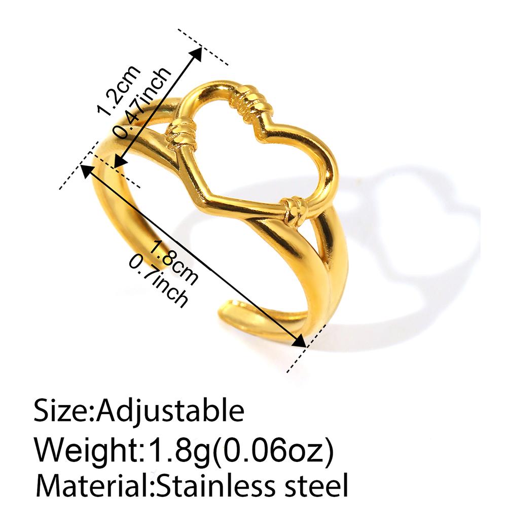 Stainless Steel Rings Personality Design Hollow Heart Fashion Ring For Women Zircon Banquet For Weddings Adjustable Opening New