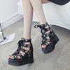 Fashion Women's High Heeled Sandals with Thick Sole, Fish Mouth Design, Lace-up Back Zipper, Flat Heel