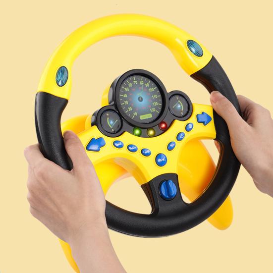 Passenger Seat Steering Wheel Toy with Music Light Kids Car Driving Simulation Wheel Toddlers Pretend Driving Educational Steering Wheel Boys Girls
