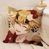Thoma Genshin Impact Cute Cushion Cover Silky Short Plush Invisible Zipper Dustproof Sofa Pillow Case For Home Decor