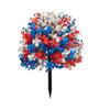 Yousheng 4th of July Artificial Flowers Topiary Ball Tree with Ground Stake Red White Blue Patriotic Fake Flower Plant Shrubs for Independence Day