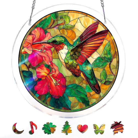 Window Hanging Ornament Suncatcher Puzzle Stained Glass Effect Decorative Light Shadow Art Piece for Balcony Window Decor Gift