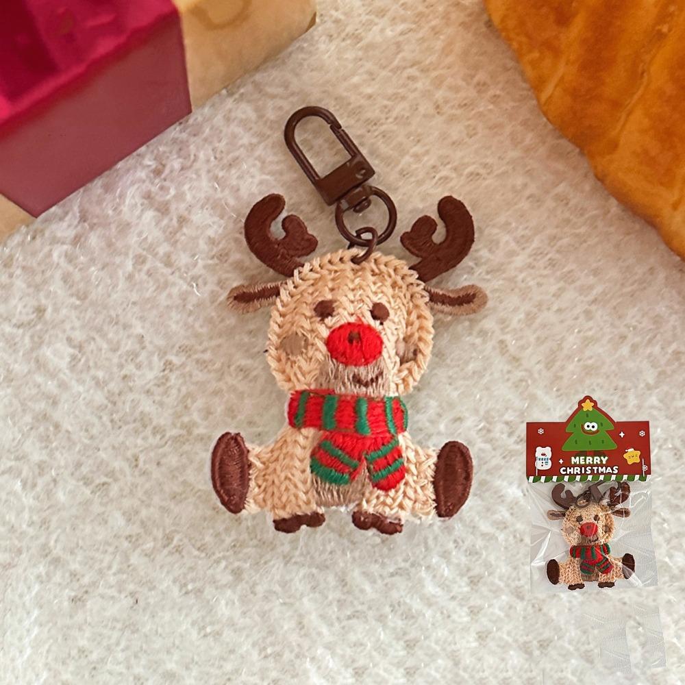 Weave Cartoon Santa Claus Keychain Christmas Tree Christmas Plush Toy  Backpack Decor