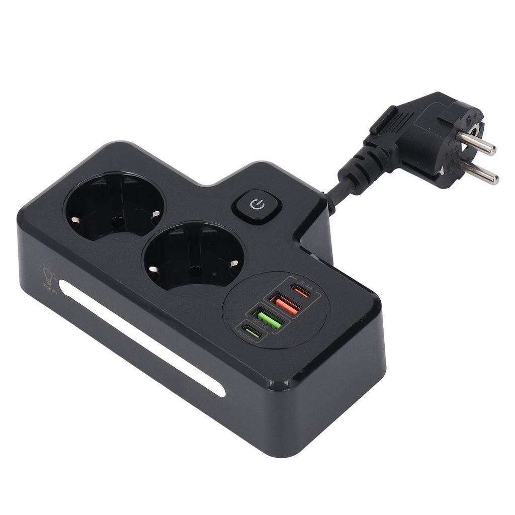 Flat Outlet Extender USB C 2 Prong Short Extension Cord Power Strip Desk Charger 3250W QC3.0 PD20W D