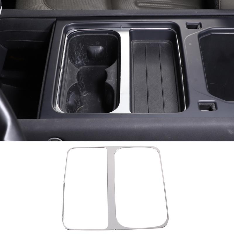 Aluminum Alloy Silver Car Console Water Cup Holder Panel Frame Trim For Land Rover Defender 90 110 130 -2023 Car