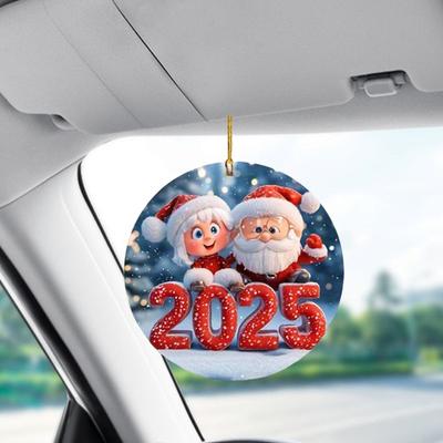 Santa Claus Acrylic Pendant with Lanyard Easy To Hang Adorable Christmas Tree Decoration