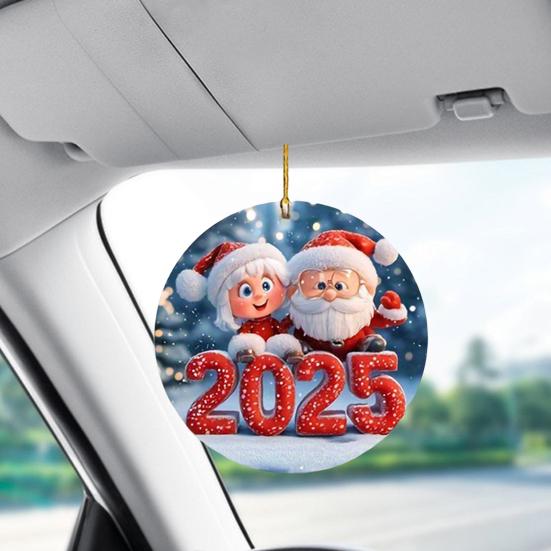 Santa Claus Acrylic Pendant with Lanyard Easy to Hang Adorable Christmas Tree Decoration Hanging Ornament Holiday Gift