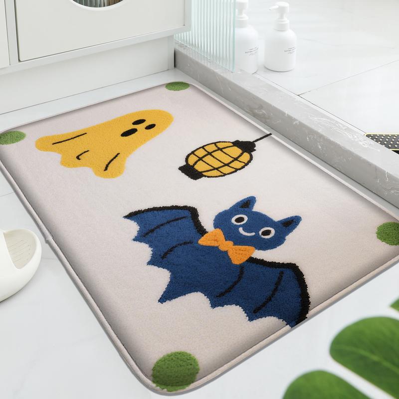 Golden Bat Pattern Bathroom Non Slip Mat Toilet Water Absorbing Foot Mat Shower Room Carpet Decorative Mat Soft And Comfortable