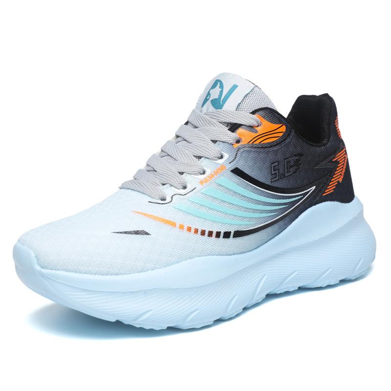 2025 new mesh student running shoes soft sole cold sticky shoes trendy men's shoes flying woven couple shoes