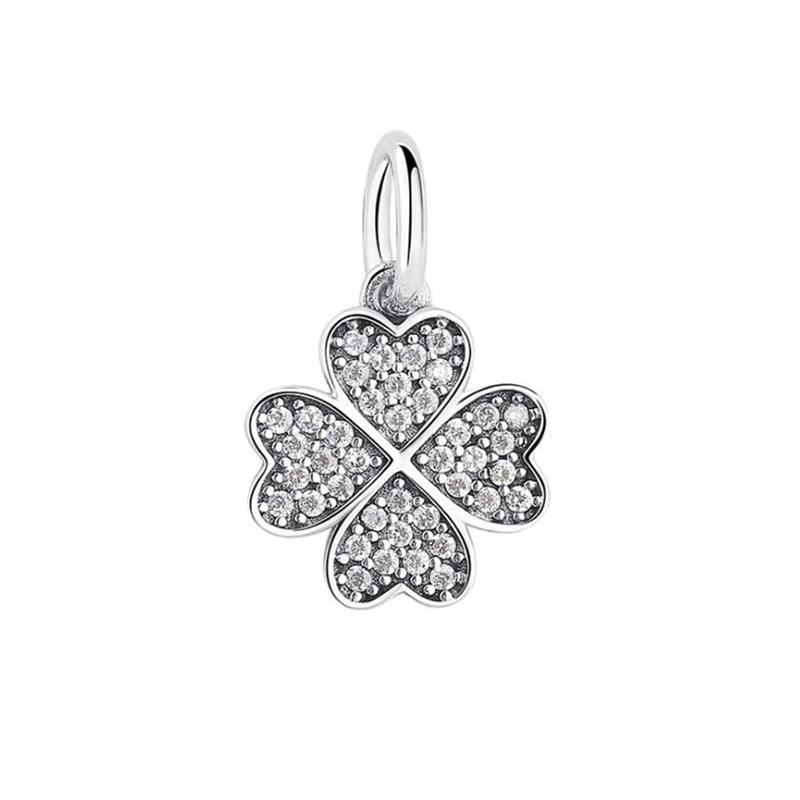 Diy Women Jewelry Gifts Lucky Four-Leaf Clover Heart Charm Beads Fit Original European Bracelets Necklace Accessories